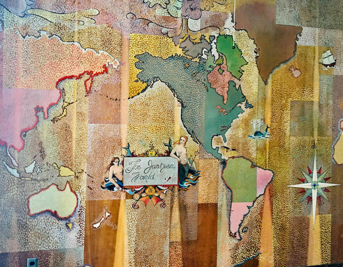 The world of jantzen map in the jantzen building in portland