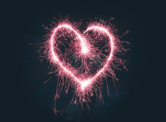 a fireworks heart showing love