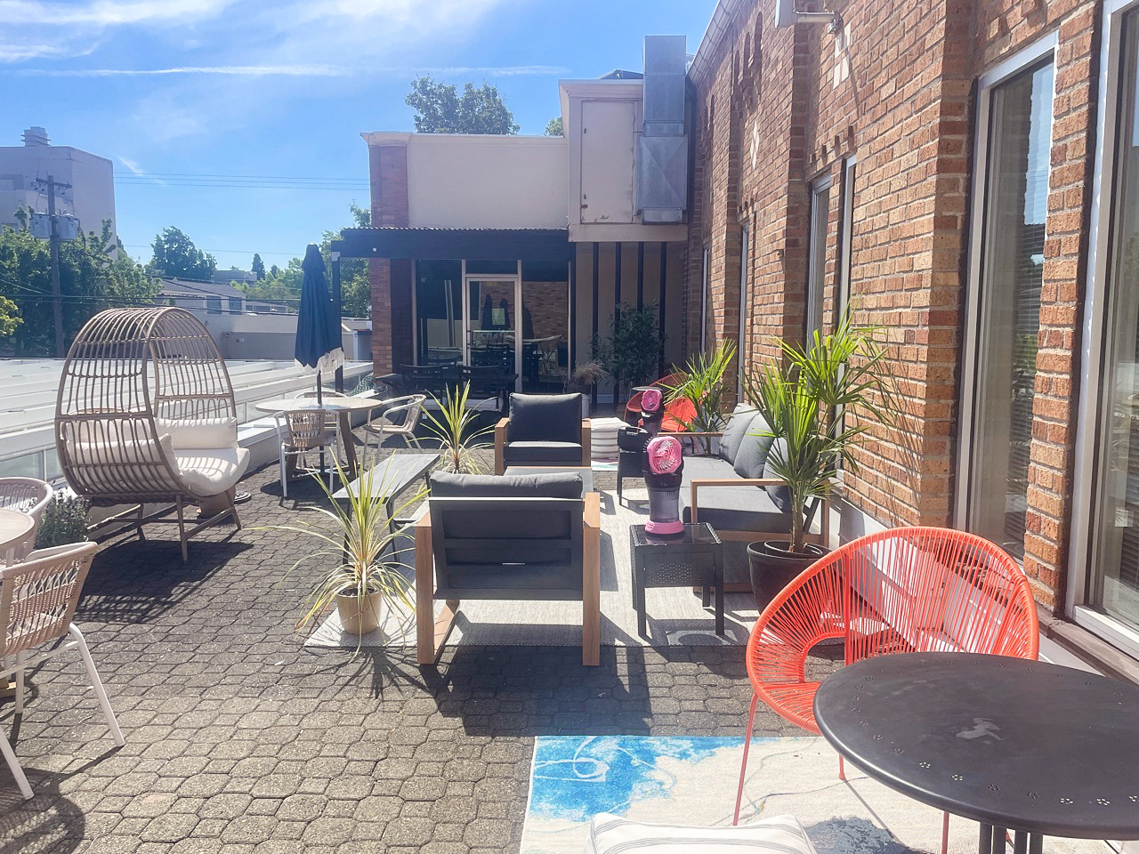 VIDA Coworking's outdoor patio for members